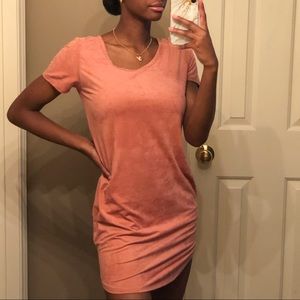 forever 21 pink velvet t-shirt dress